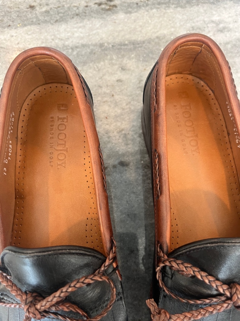 Footjoy  Men's Black and Brown Leather Moccasin Loafers size 13D - Picture 2 of 12
